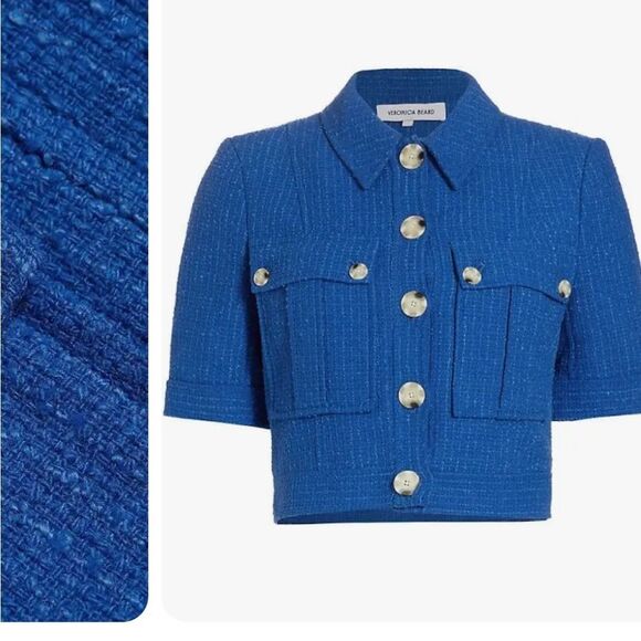 Veronica Beard Rosalina Cobalt Short Sleeve Jacket 14 NWT $498 - Picture 6 of 9